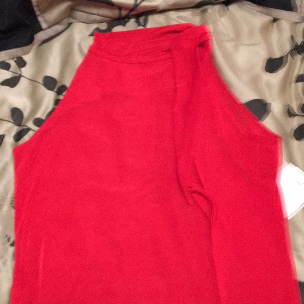 Arella Red Stretch Sleeveless Shirt